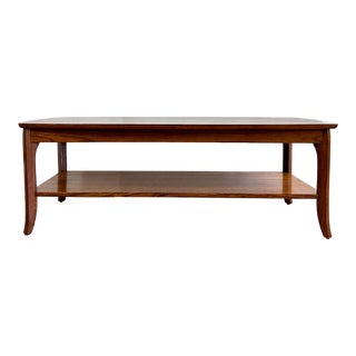 Vintage Solid Wood Surfboard Style Cherry Coffee Table With Shelf For Sale