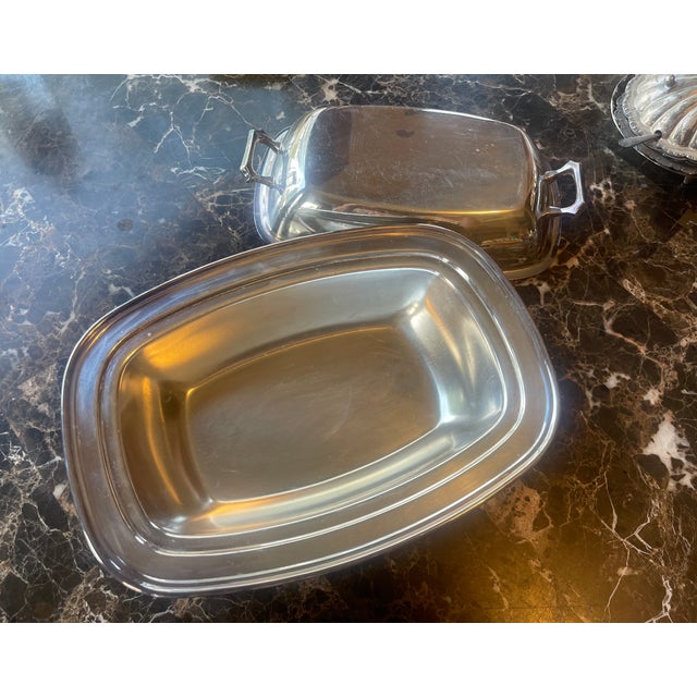 1950s Silver Warming Dish With Cover For Sale - Image 5 of 7