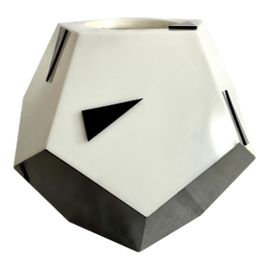 Mid Century Modern Black White Plastic Table Lamp/ Vintage 1960s Atomic Space Age Mod Pentagon Shaped Desk Lamp