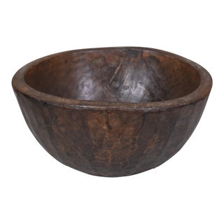 Vintage Hand Carved Wood Primitive Vessel Bowl For Sale