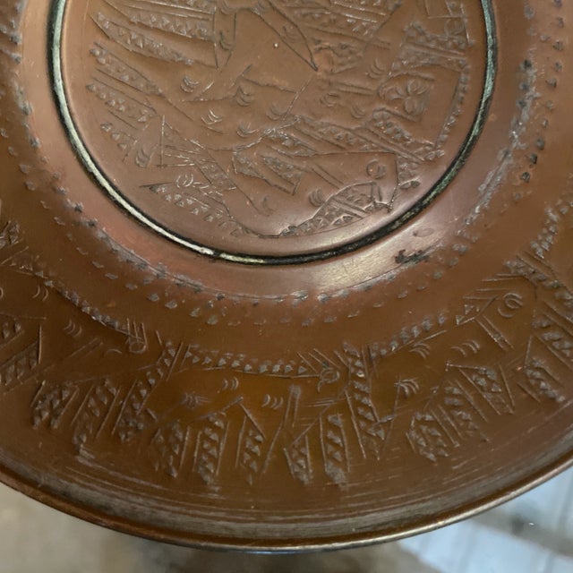 This is a beautiful antique engraved brass decorative plate. This piece would look great in any home and is the perfect...