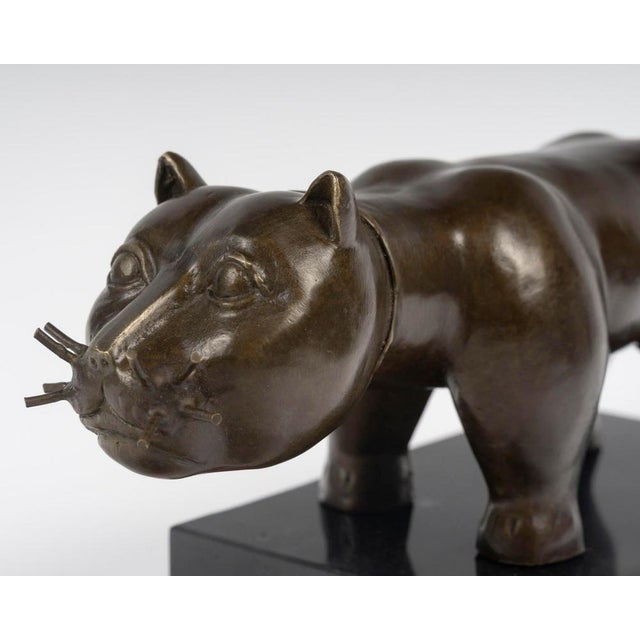 Sculpture of a Cat, Bronze on Marble Base, 20th Century. For Sale - Image 4 of 12