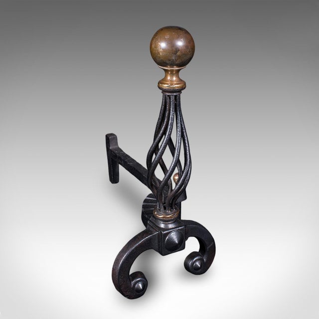 Victorian Large Pair of Antique Fire Dogs, English, Andirons, Aesthetic Period, Victorian For Sale - Image 3 of 12