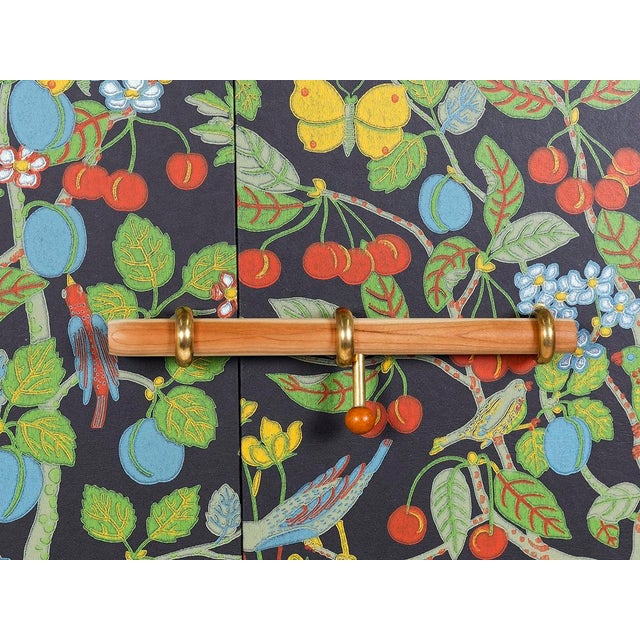 Beautiful Ivy Cabinet, Cherry, Brass, Josef Frank 'Paradiset' Wallpaper For Sale - Image 12 of 12