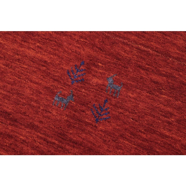 1990s Modern Gabbeh Burnt Orange Wool Rug - 8'2''x9'10'' For Sale - Image 5 of 10