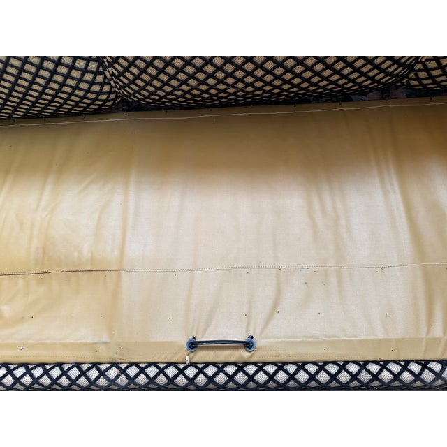 Textile 1970s Flexsteel Sofa Checkered Black Velvet Detail For Sale - Image 7 of 9