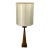 Mid 20th Century Sculptural Mid-Century Modern Walnut and Brass Table Lamp With Oversized Drum Shade For Sale