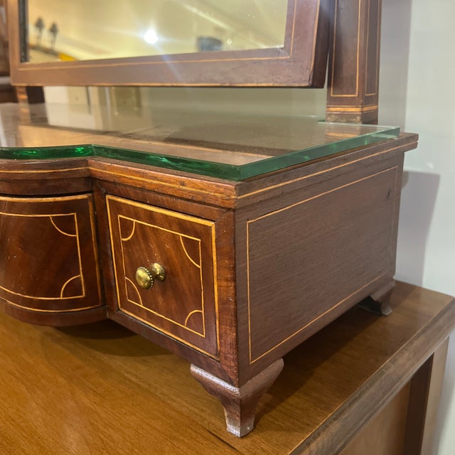 Wood Late 19th Century Georgian Regency Victorian Empire Walnut Vanity Dressing Table Mirror For Sale - Image 7 of 12