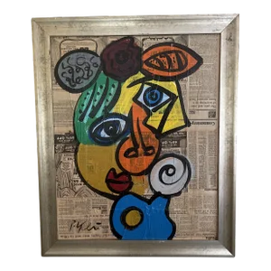 Late 20th Centur Abstract Portrait Painting by Peter Robert Keil,