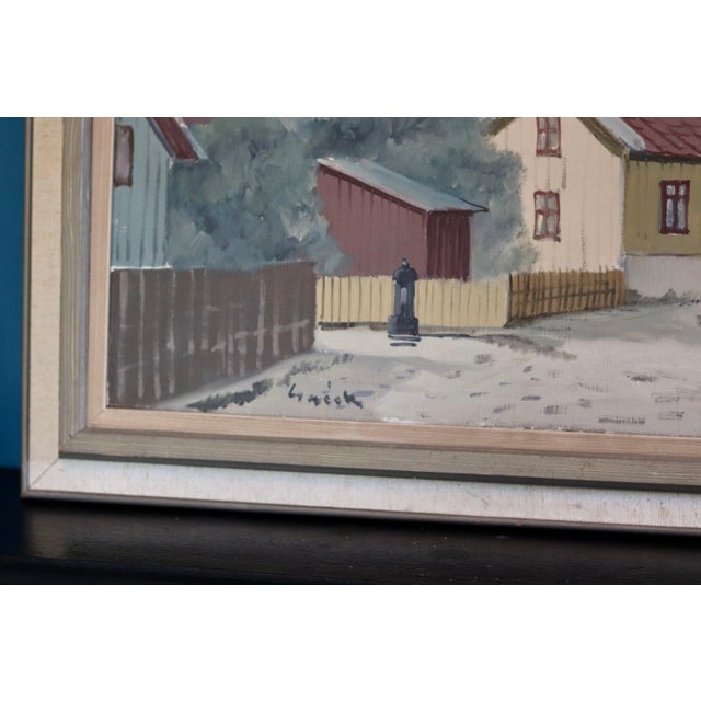 Original Swedish Mid-Century Oil on Canvas "Lilla Gatan Majorna Gothenburg" by Tage Gavik (1914-1981) - Vintage & Framed...