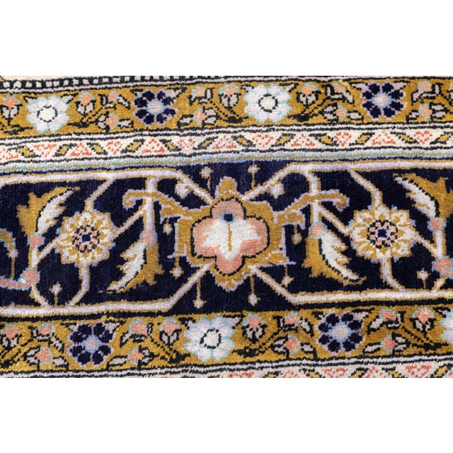 Textile 1980s Hand-Knotted Persian Silk Qum Rug 3'6" X 6' For Sale - Image 7 of 12