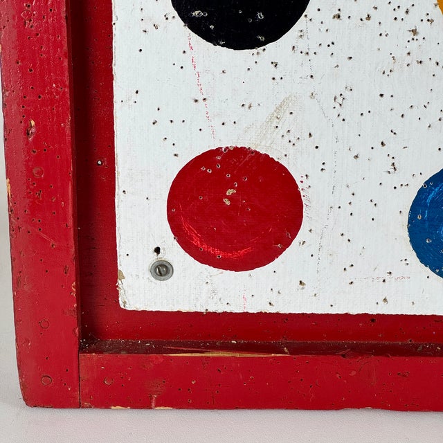 Rare to Market Vintage Carnival Fairground Polkadot Dart Board in Red Wood Frame For Sale - Image 4 of 9