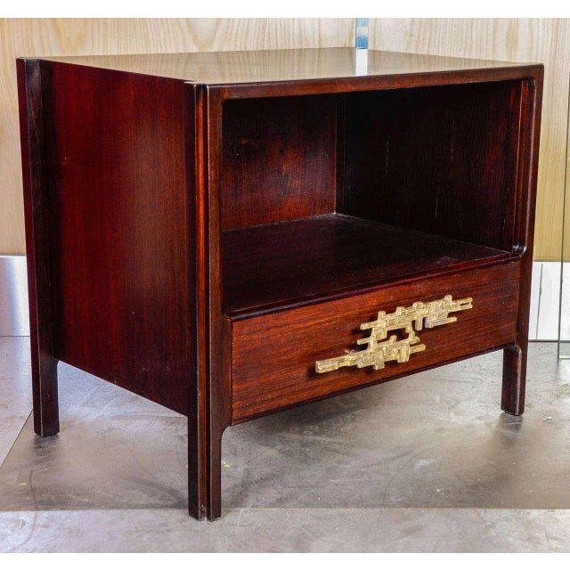 Vintage Brass & Rosewood Nightstands, Set of 2 For Sale - Image 4 of 10