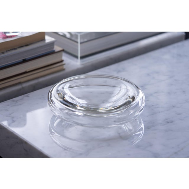 A beautifully crafted clear blown glass bowl or dish designed by father and son Alfredo & Flavio Barbini for Barbini...