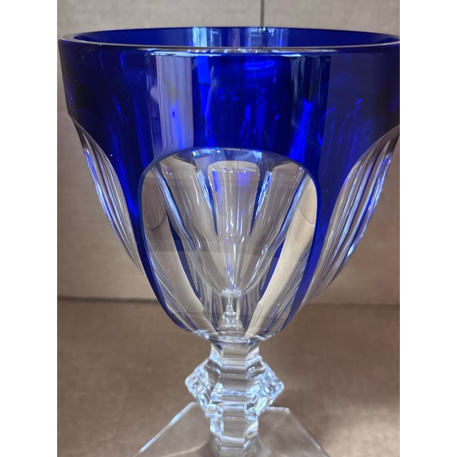 Blue Large Late 20th Century Baccarat Cut-to-Clear Signed Cobalt Chalice Le 185/250 For Sale - Image 8 of 12