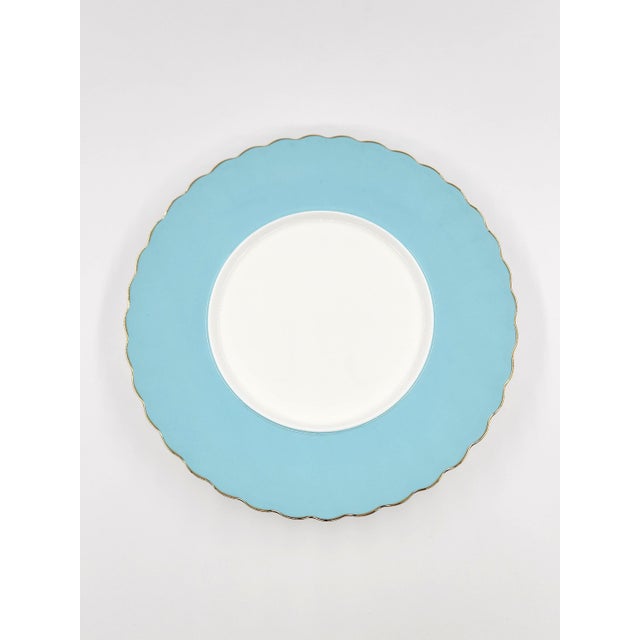 2020s Exquisite Three-Piece Bone China Serving Set With Covered Dome Turquoise Border & Peony Motif For Sale - Image 5 of 13