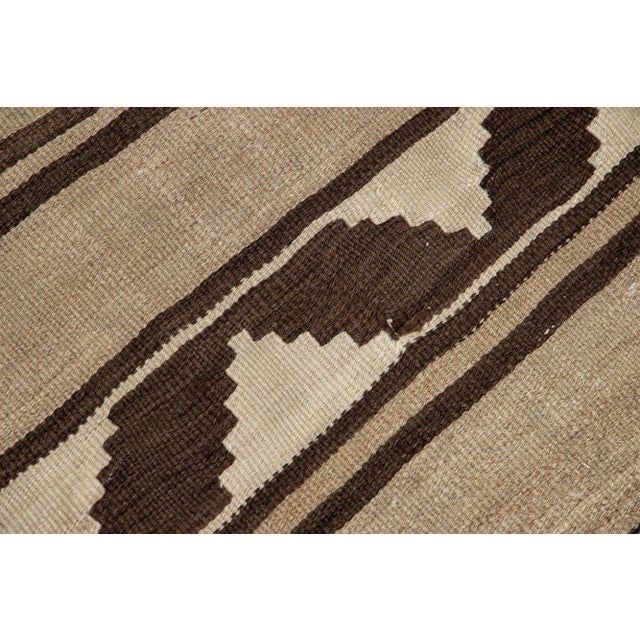 Vintage Kilim Red Handmade Flatweave Stripe Brown Wool Runner For Sale In New York - Image 6 of 10
