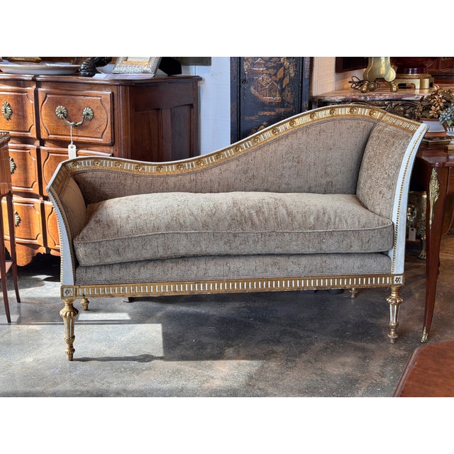 Neoclassical 19th Century Neoclassical Parcel-Gilt Settee For Sale - Image 3 of 13