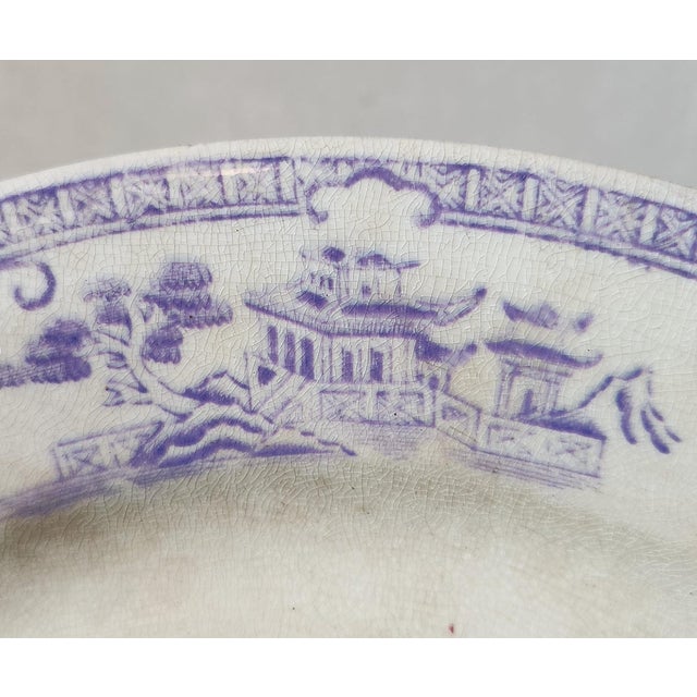 Victorian Staffordshire Lavender Transferware Plate with Chusan Pattern from Clementson Brothers For Sale - Image 6 of 12
