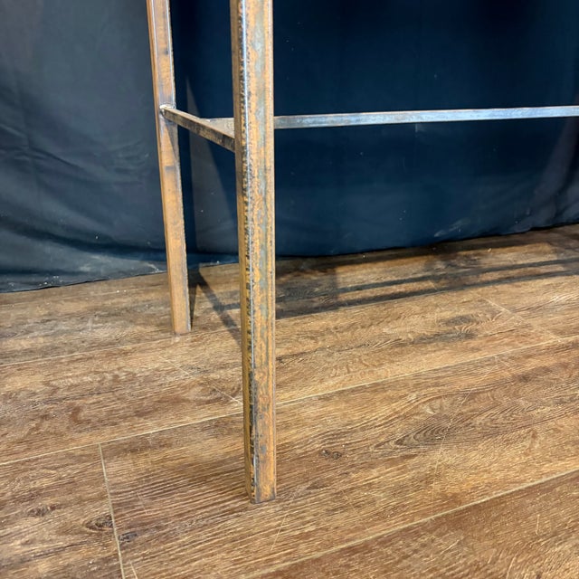Gold French Balcony Console Table With Marble Top & Gold Figural Wrought Iron For Sale - Image 8 of 9