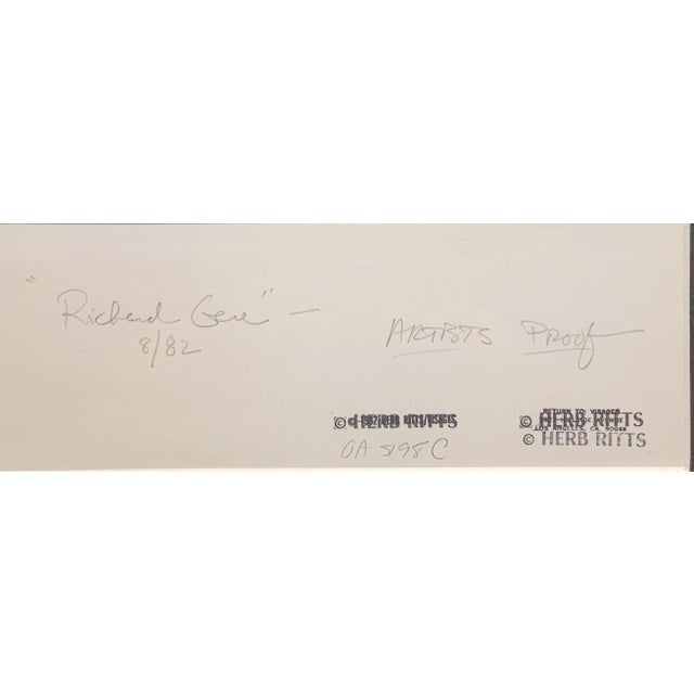 1980s Herb Ritts -1982 Study Portrait of Richard Gere -Rare Original Silver Gelatin Photo For Sale - Image 5 of 7