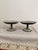Two compotes of celadon sage green Wedgwood jasperware with a grapevine relief decoration around top and bottom. Pedestal...