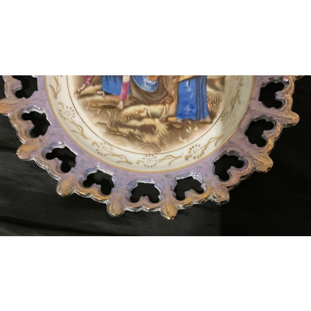 Vintage Reticulated Porcelain Wall Plate, 1960s For Sale - Image 4 of 11