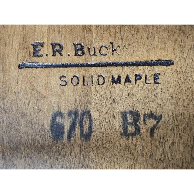 Mid 20th Century Set of 6 e.r. Buck Solid Maple Bow Back Side Windsor Chairs Made Massachussett For Sale - Image 12 of 12