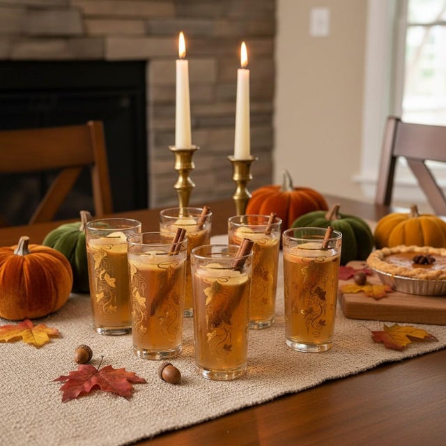 Mid-Century Modern Vintage Libbey 22k Gold Leaf Ivy Highball Glasses-Set of 6-Mid Century Barware For Sale - Image 3 of 11