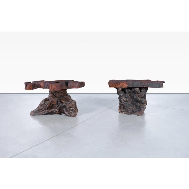 Mid-Century Modern Mid-Century Modern Sculptural Free Form Redwood Burl Side Tables, 1960s For Sale - Image 3 of 12