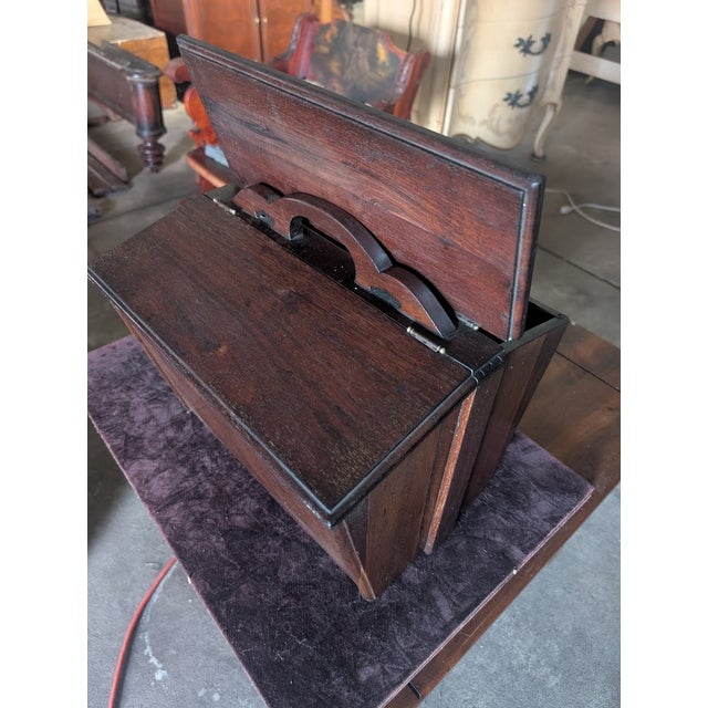 Late 19th Century Dark Wood Carpenter’s Toolbox With Curved Handle For Sale - Image 4 of 8