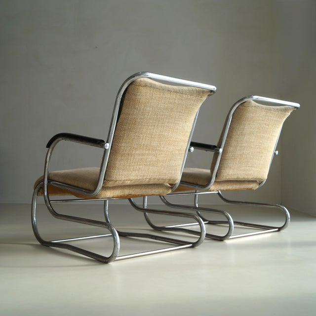 Beige Vintage Bauhaus Lounge Chairs in Tubular Steel by Paul Schuitema for D3, 1930s, Set of 2 For Sale - Image 8 of 15