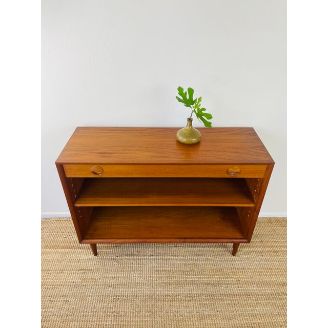 Vintage 1960s Danish Modern Teak Mini Credenza Cabinet With Bookshelf For Sale - Image 9 of 16