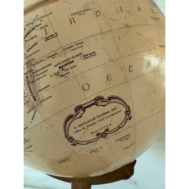 Brown Vintage Replogle World Classic Series Globe on Wood Base For Sale - Image 8 of 9