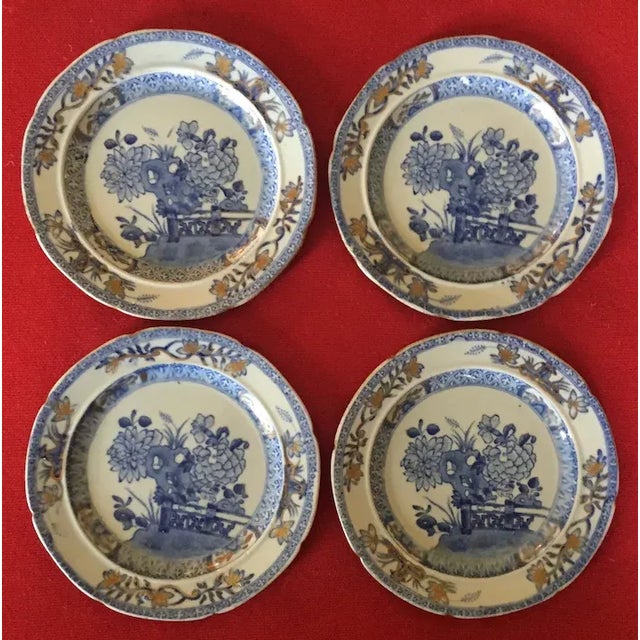 Chippendale Antique Early 19th Century Mason's Patent Ironstone China Bread Plates with Gate & Peony - Set of 4 For Sale - Image 3 of 11