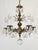 Offered for your consideration is an Antique 5 Arm 5 Light Dark Patina Ornate Brass Cut Lead Glass Crystal Chandelier. The...