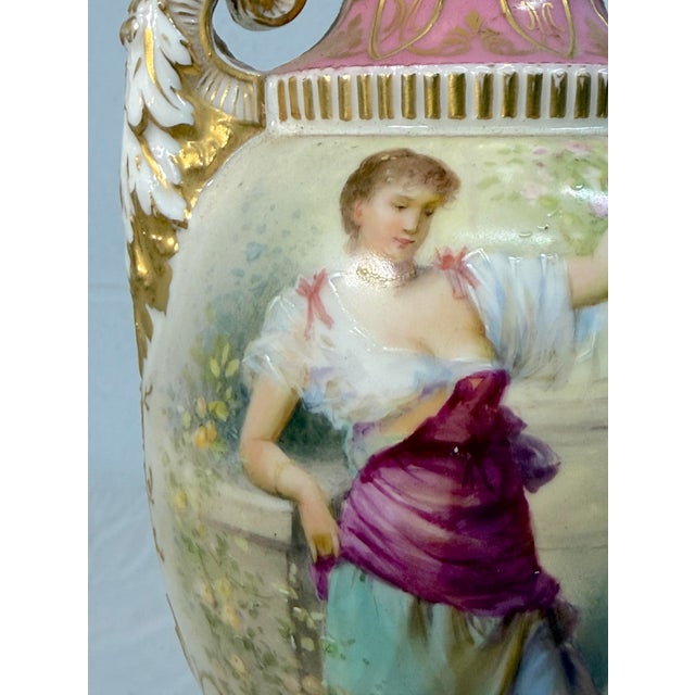 19th Century Rare Antique 19th Century Royal Vienna German Hand Painted Porcelain Urn Vase For Sale - Image 5 of 18