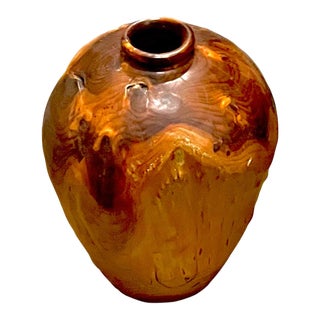 Vintage Turned Burl Wood Vase For Sale