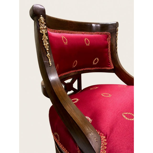Empire French Armchair in Walnut For Sale - Image 4 of 12