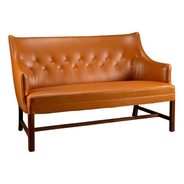 Leather 2-Seater Sofa by Frits Henningsen, Denmark, 1940s For Sale