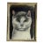 Vintage Impressionist Pastel Portrait of a Cat in Bamboo Frame For Sale