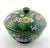 Beautiful Lidded Green Cloisonné Bowl - Vintage Floral Enamel Design For Sale - Image 4 of 9