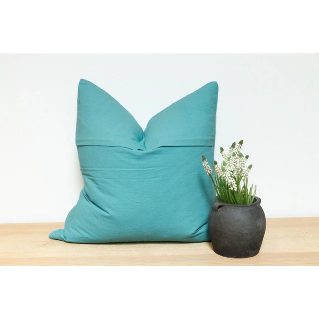 Teal Hand-Stitched Pillow Cover For Sale In Los Angeles - Image 6 of 7