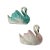 Mid-century ceramic swan wall pockets in a complementary pink and green glaze, offered as a matched pair. Each features a...