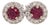 Pretty Ruby Studs With Natural Diamond Halo: Solid 14k Gold, Round 3.3mm, Pair For Sale