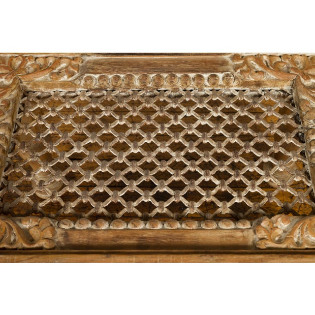 Rustic Indian Window Grate Cocktail Table with Iron Top and Baluster ...
