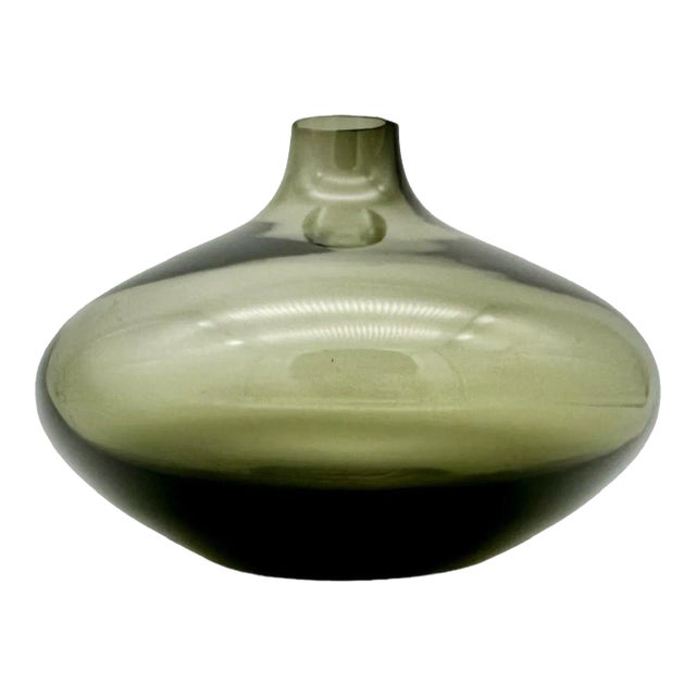 Mid-Century Modern Smoked Grey Glass Teardrop Bud Vase For Sale
