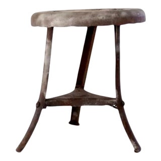 Antique Metal Milking Stool For Sale