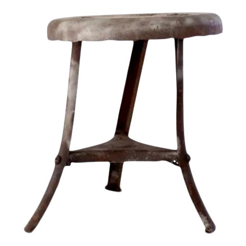 Antique Metal Milking Stool For Sale