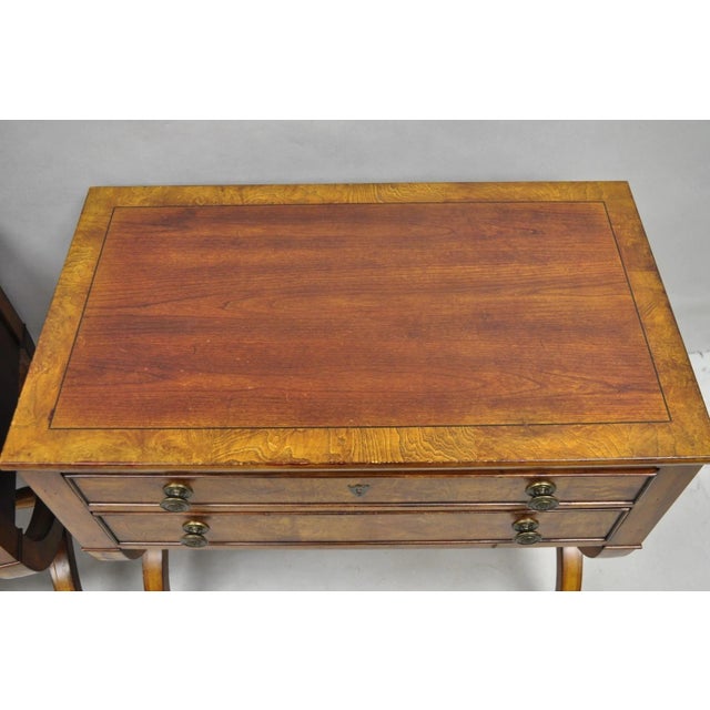 Early 21st Century Ethan Allen Townhouse 2 Drawer Night Table Nightstand Curule Regency Style, Pair For Sale - Image 5 of 18